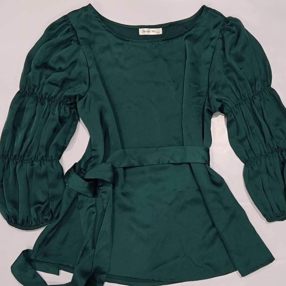 Elegant Green Long Sleeve Blouse